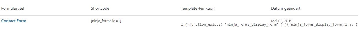 WordPress Shortcode in Ninjaform